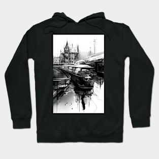 Ink Train Gothic Black White Surrealism Hoodie